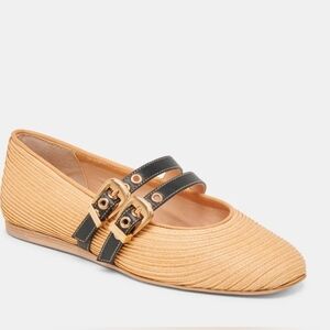 🤎🔹️Dolce Vita 🔹️wide Width Baylee Ballet Flats Natural Raffia Size 6W